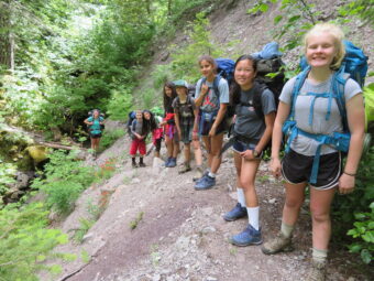 kids hiking outdoors