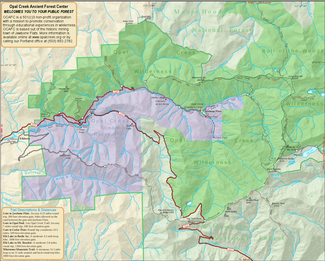 Opal Creek Map zoom